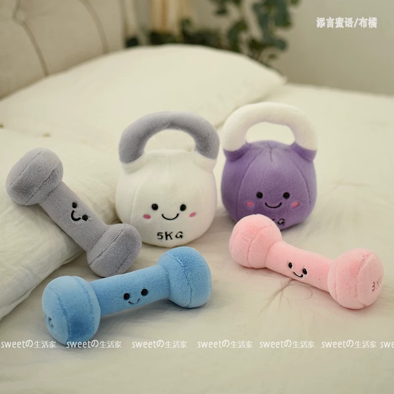 Tech Room Accessories - Cartoon Kettlebell Dumbbell Plush Toy Soft