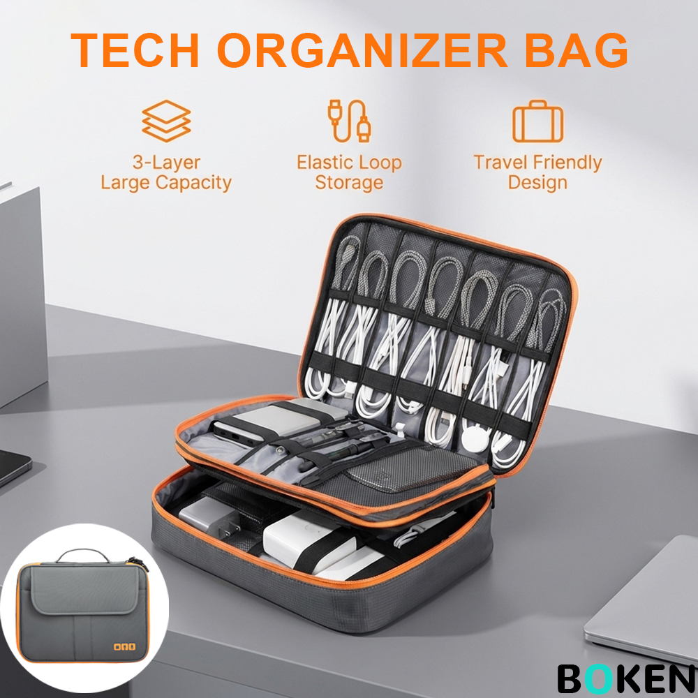 Tech Accessories Travel Bag - Large Capacity Tech Organizer Bag Portable