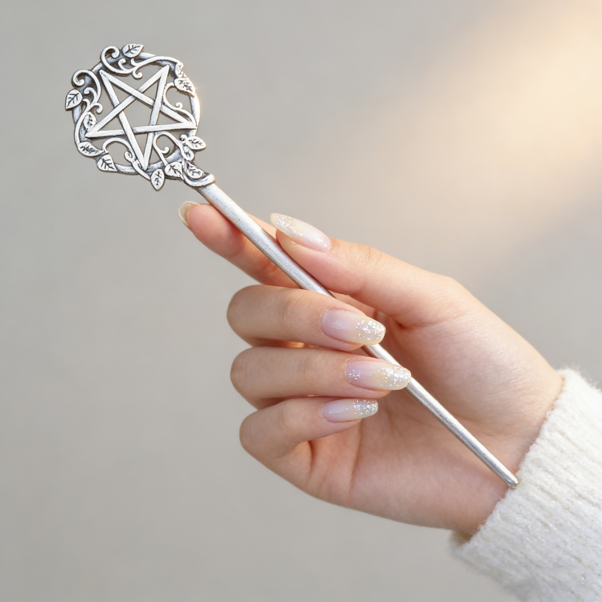Tech Accessories Women - 1pc Mystical Pentagram Hair Stick Silver