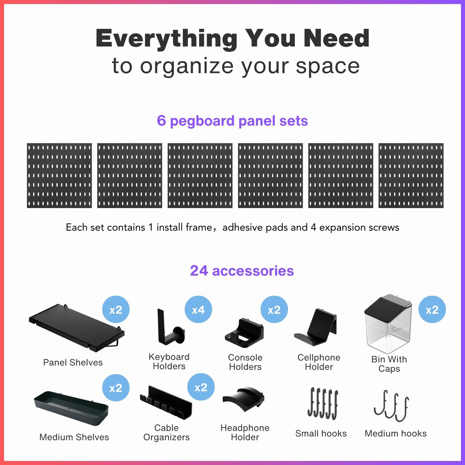 Peg Board Wall Organizer for G - Tech Accessories Images 评论和价格