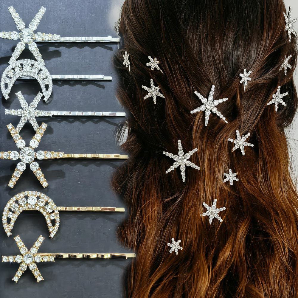 3/4 pcs set Crystal Star Hairp - Tech Accessories Women 评论和价格